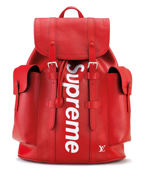 louis vuitton red supreme backpack